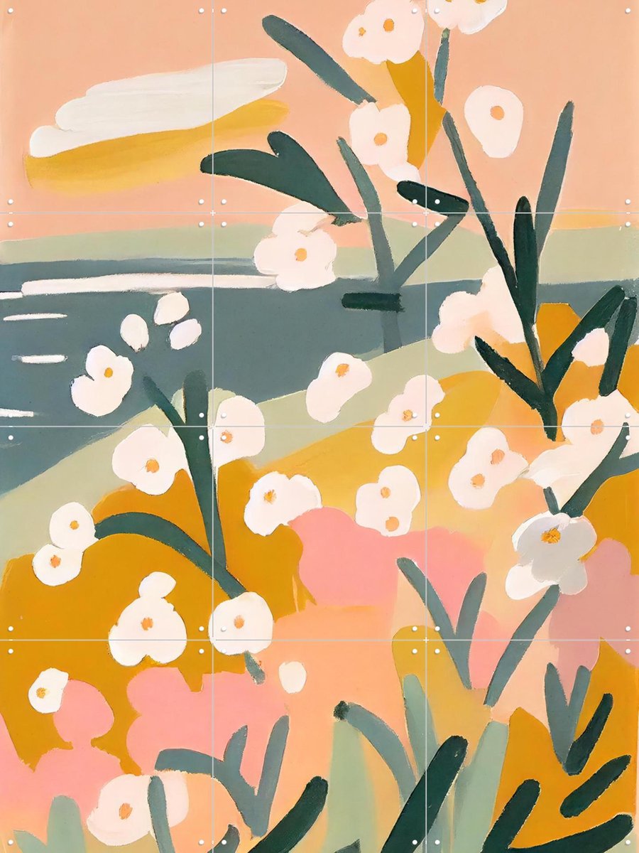 IXXI Flowers By The Sea, Treechild & Various - 60 x 80 cm - Gratis ophangtool - Grote wanddecoratie en posters - Speels, Illustraties, Slaapkamer