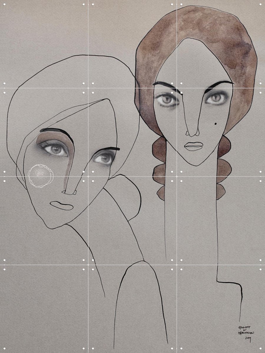 IXXI Clay and Cookie, Lemholt N' Bergman - 60 x 80 cm - Gratis ophangtool - Grote wanddecoratie en posters - Line art, Illustraties, Woonkamer