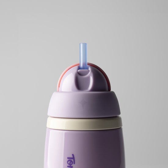 Tommee Tippee geïsoleerde Active rietjesbeker - 2 stuks - 266 ml –lekvrije waterfles voor peuters 12m+ - roze en paars van Merkloos — afbeelding 3