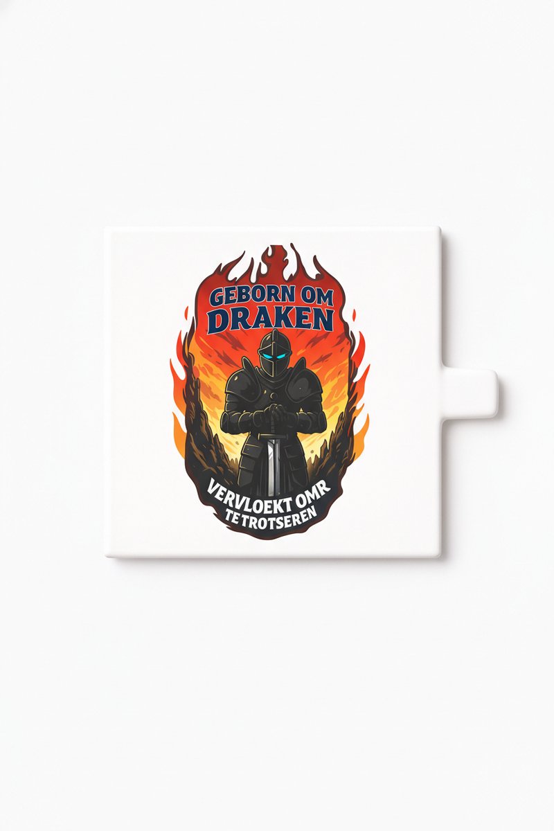 Bedruk King Geboren om Draken te Rijden Tegel – Grappig Biker Draak Design – Trotse Motorrijder Keramische Decoratieve Tegel Cadeau Wit