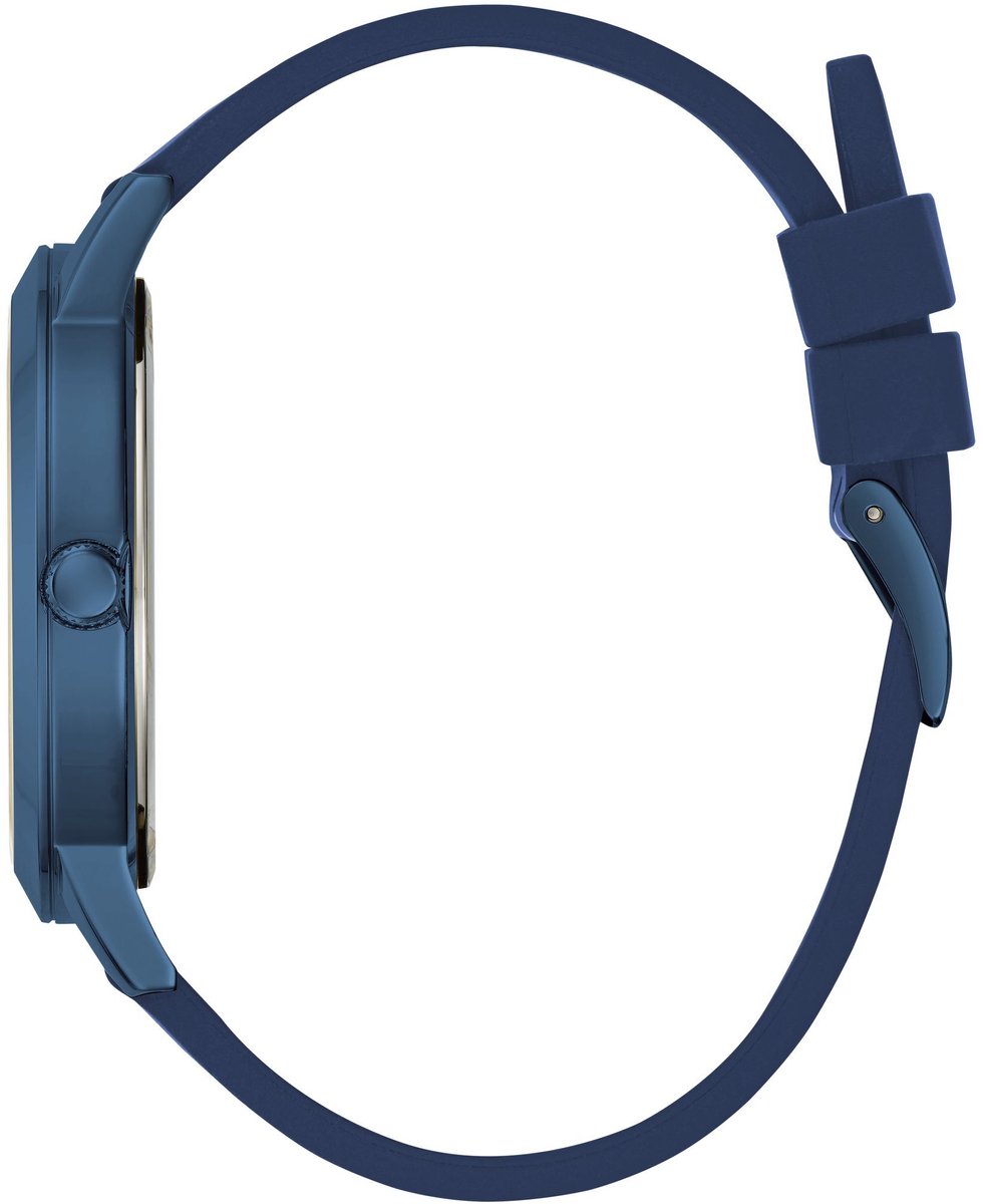 Guess Standout Quartz Analoog Horloge Blauw Kast: 100% Roestvrij Staal | Armband: 100% Siliconen 44 mm U1377G2M