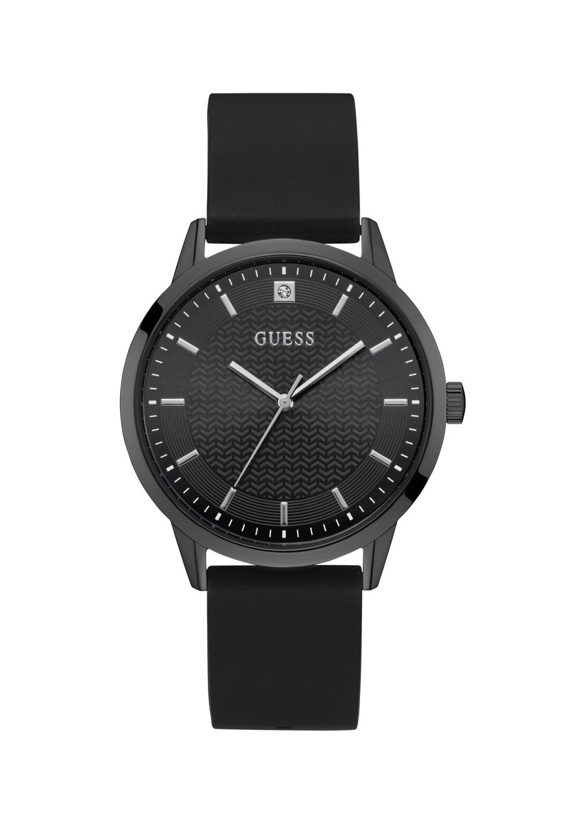 Guess Proxy Quartz Analoog Horloge Zwart Kast: 100 % Roestvrij Staal | Band: 100 % Siliconen 42 mm U1379G1M, U1379G3M