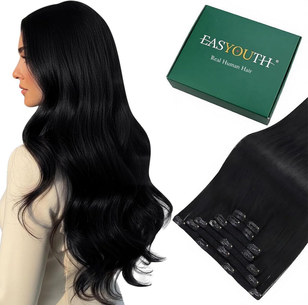 Clip-in Haarverlenging Echt Haar Dubbele Strengen 30cm 70g 7Stuks