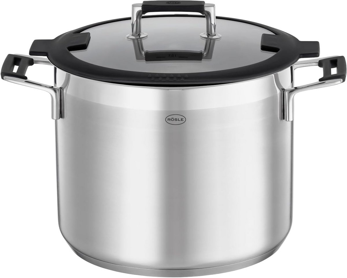 RVS Kookpan Universele Koekenpan 24 cm met Glazen Deksel en Maatstreep