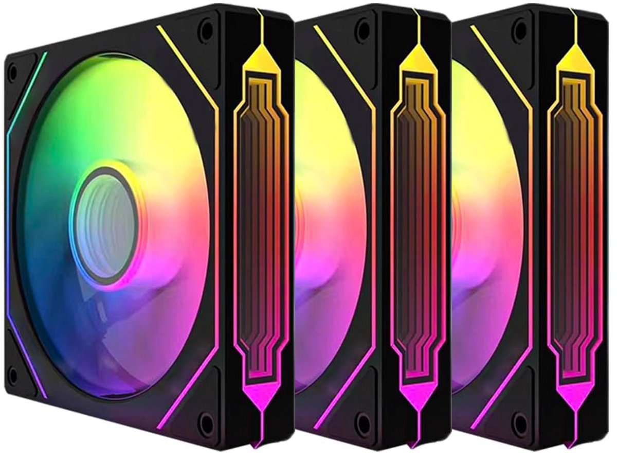 Set van 3 RGB PC Ventilatoren 120mm met Infinity Mirror Effect en PWM