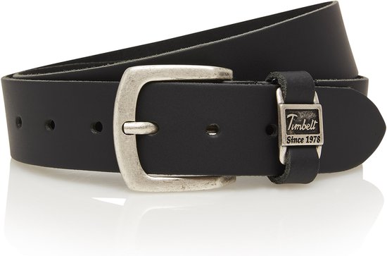 Timbelt 4cm echt lederen zwarte riem - heren riem / dames riem - zwart - jeansriem - Riemmaat 115 cm - Totale lengte riem 130 cm
