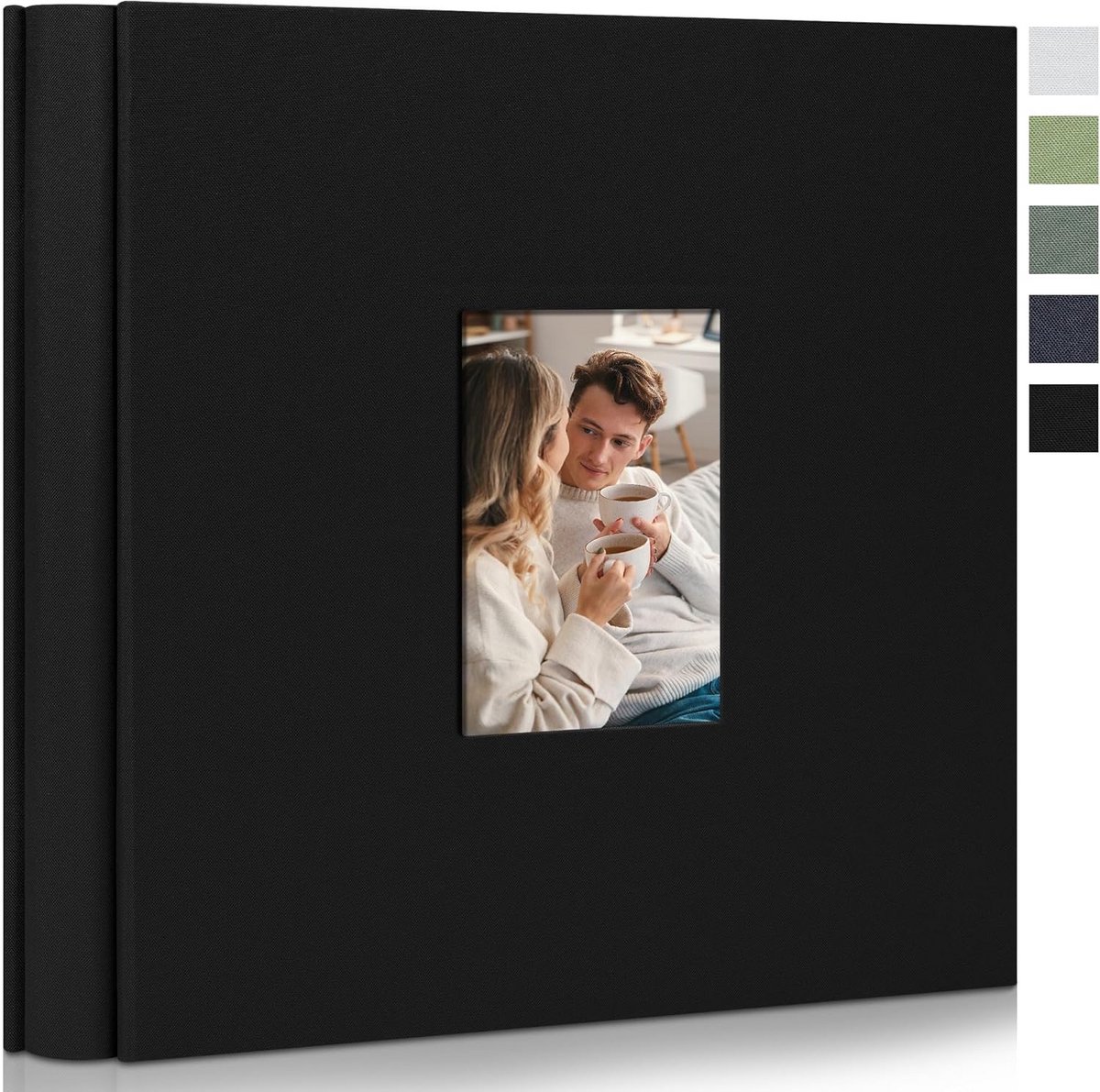 Groot Fotoalbum met 600 Insteekhoezen 10x15cm Zwart Canvas