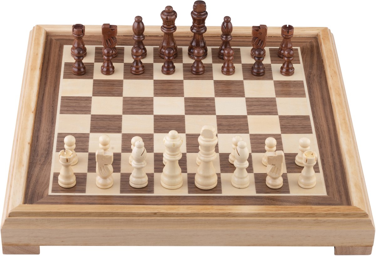 Engelhart Games- Schaakspel ingelegd- Speelveld 40 x 40 cm-Hoogte koning 77 mm