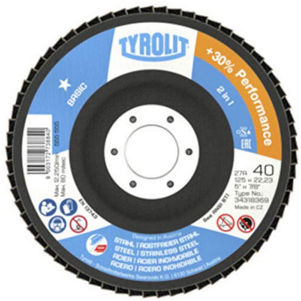 Lamschijf 125mm Korrel 40 voor metaalbewerking