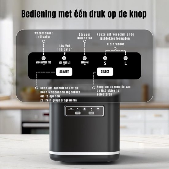 DnA® Ijsblokjesmachine - Ijsblokjesmachine Crushed Ice - Ijsblokjes Machine - Ijsblokjesmakers - Ijsmachine - Zwart - 23cm x 29cm x 30cm van Merkloos — afbeelding 5