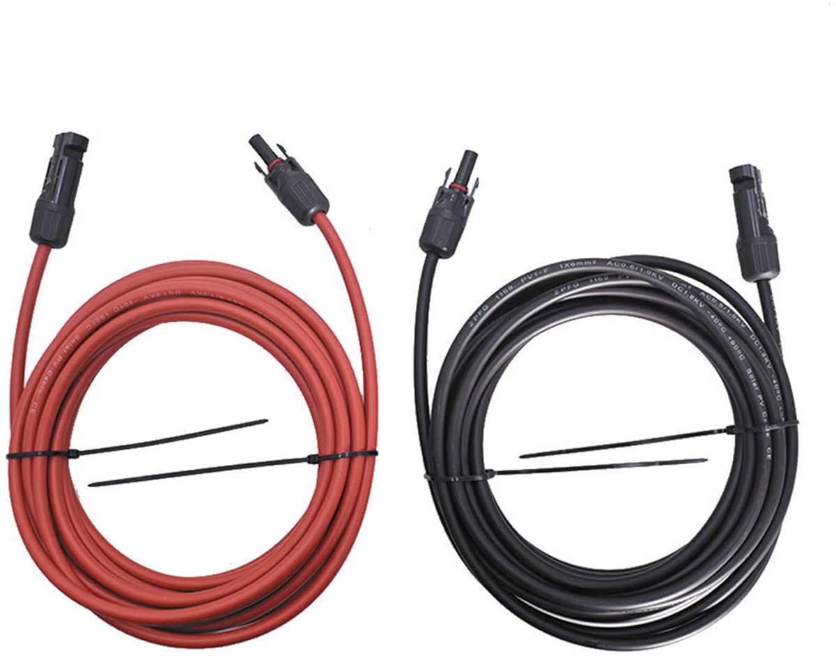 Verlengkabel voor Zonnepanelen Zwart en Rood 12 AWG met MC4 Connectoren