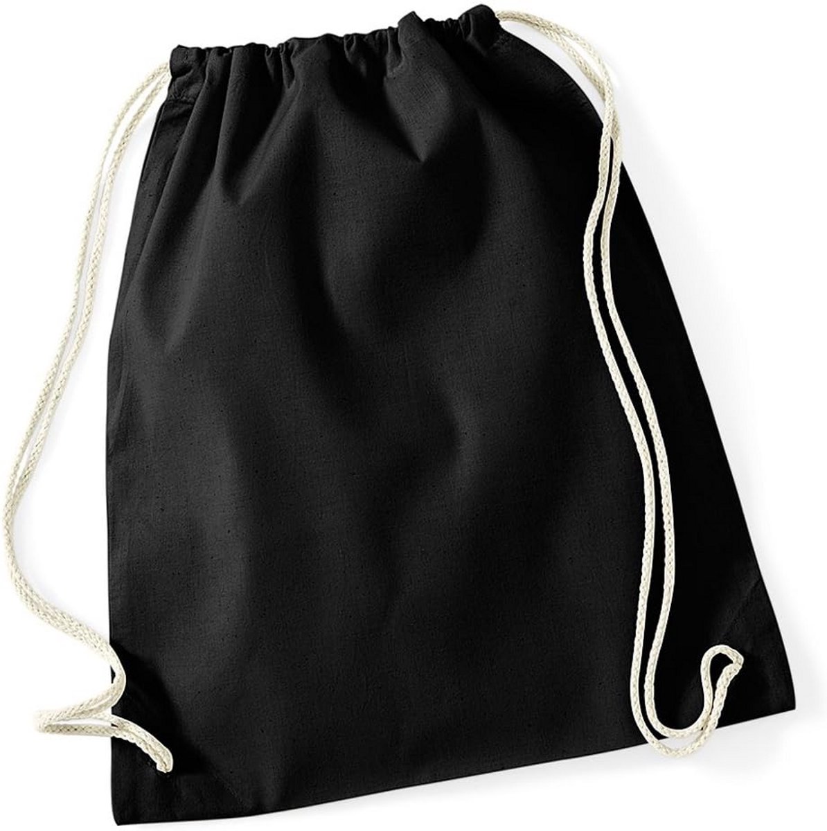 Katoenen Sporttas met Trekkoord 46x36 cm Zwart