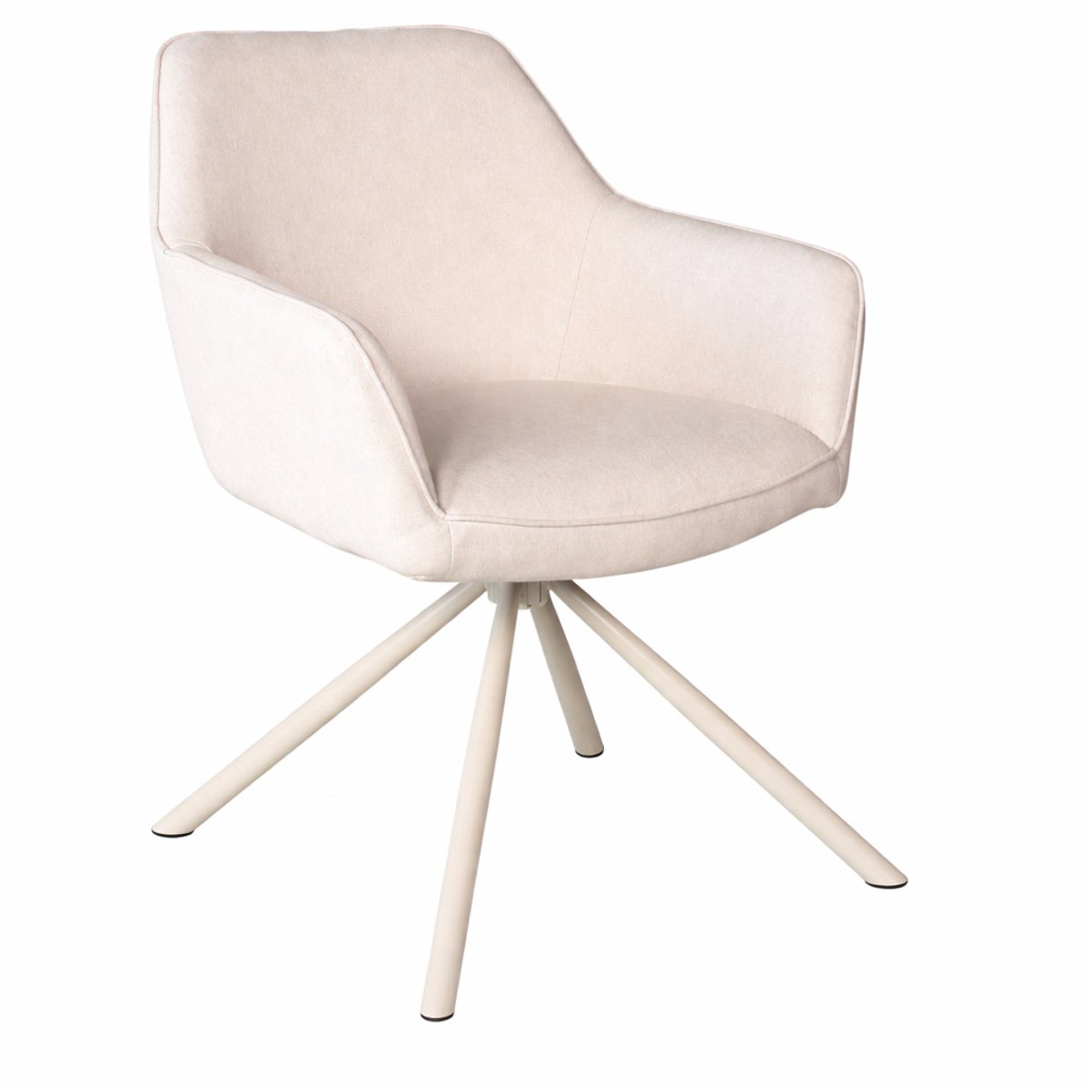 Lizzely Garden & Living Eetkamerstoel met armleuning draaibaar beige linnen stof Lies eetstoel draaibare stoel zetel