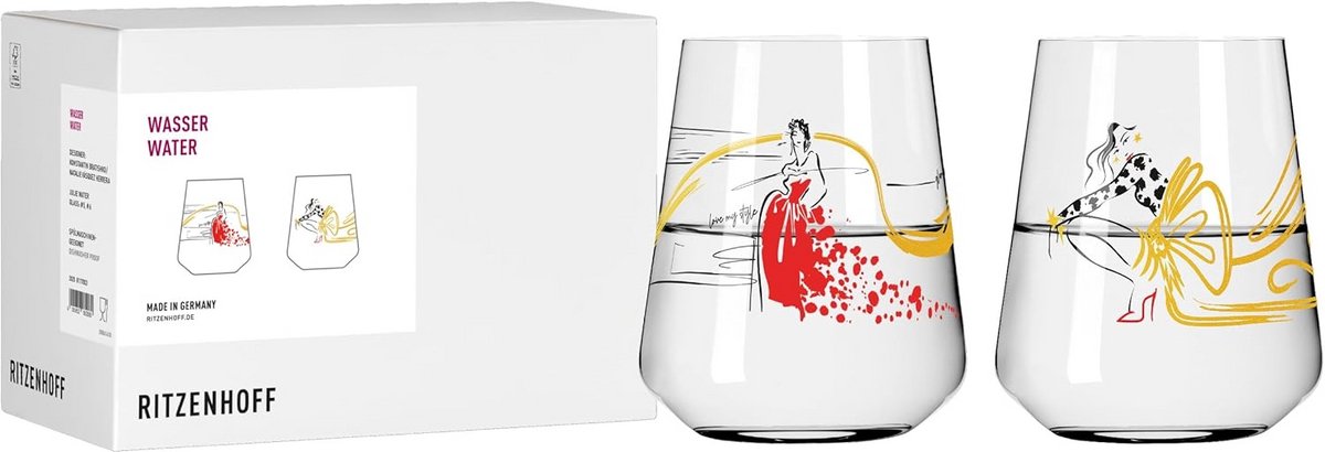 Set van 2 Waterglazen 500 ml met Modern Modelpatroon