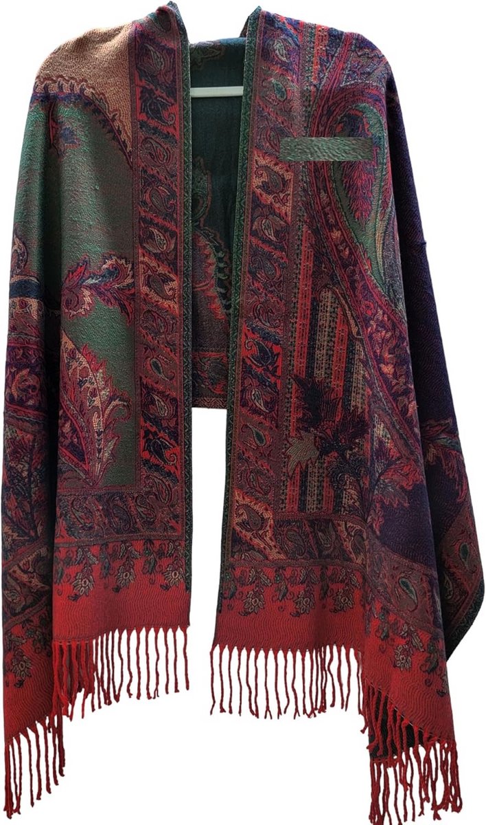 Warme Pashmina Sjaal met Paisley Bloemenpatroon voor Herfst en Winter