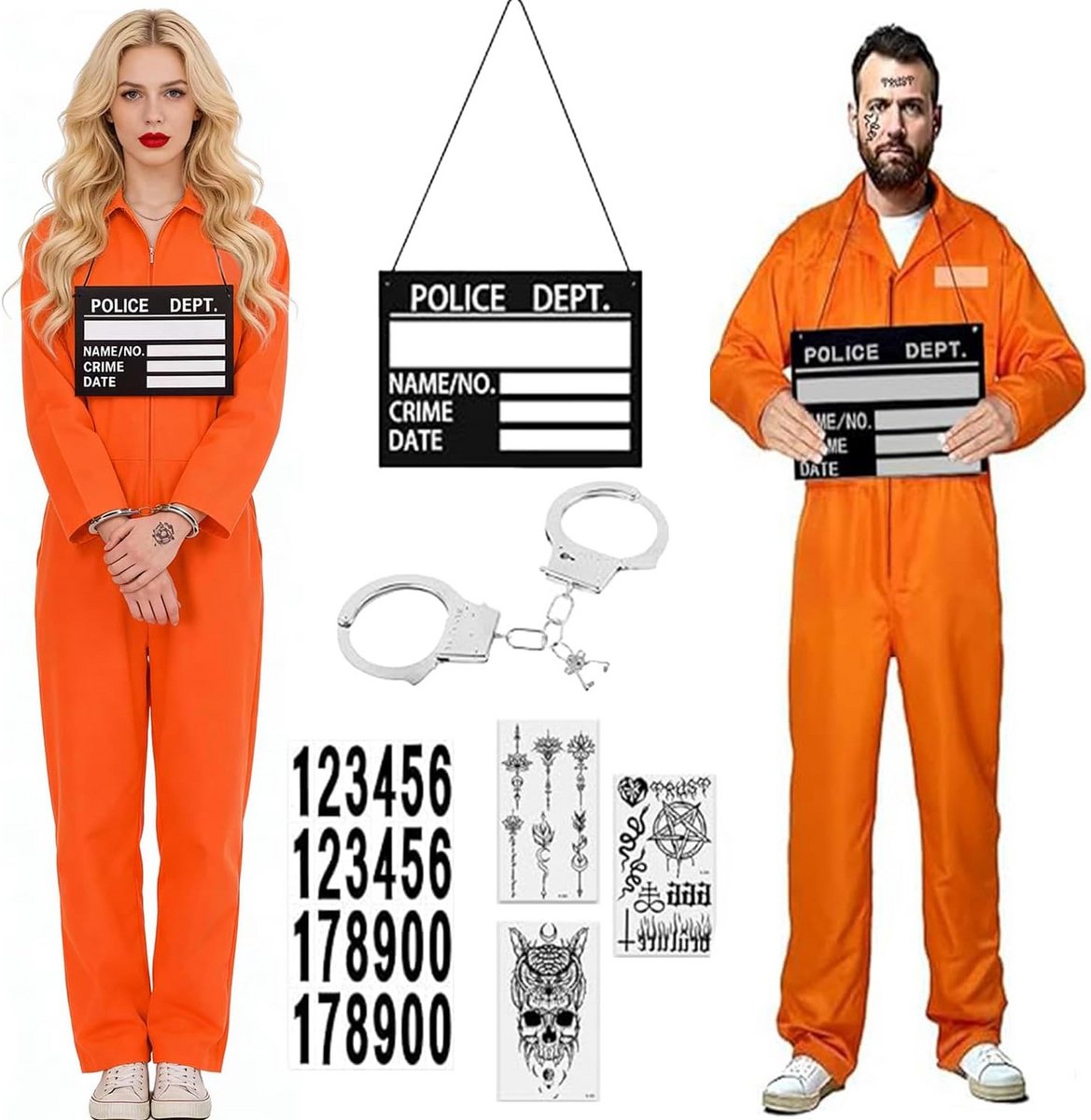 Oranje Gevangenenkostuum voor Dames en Heren