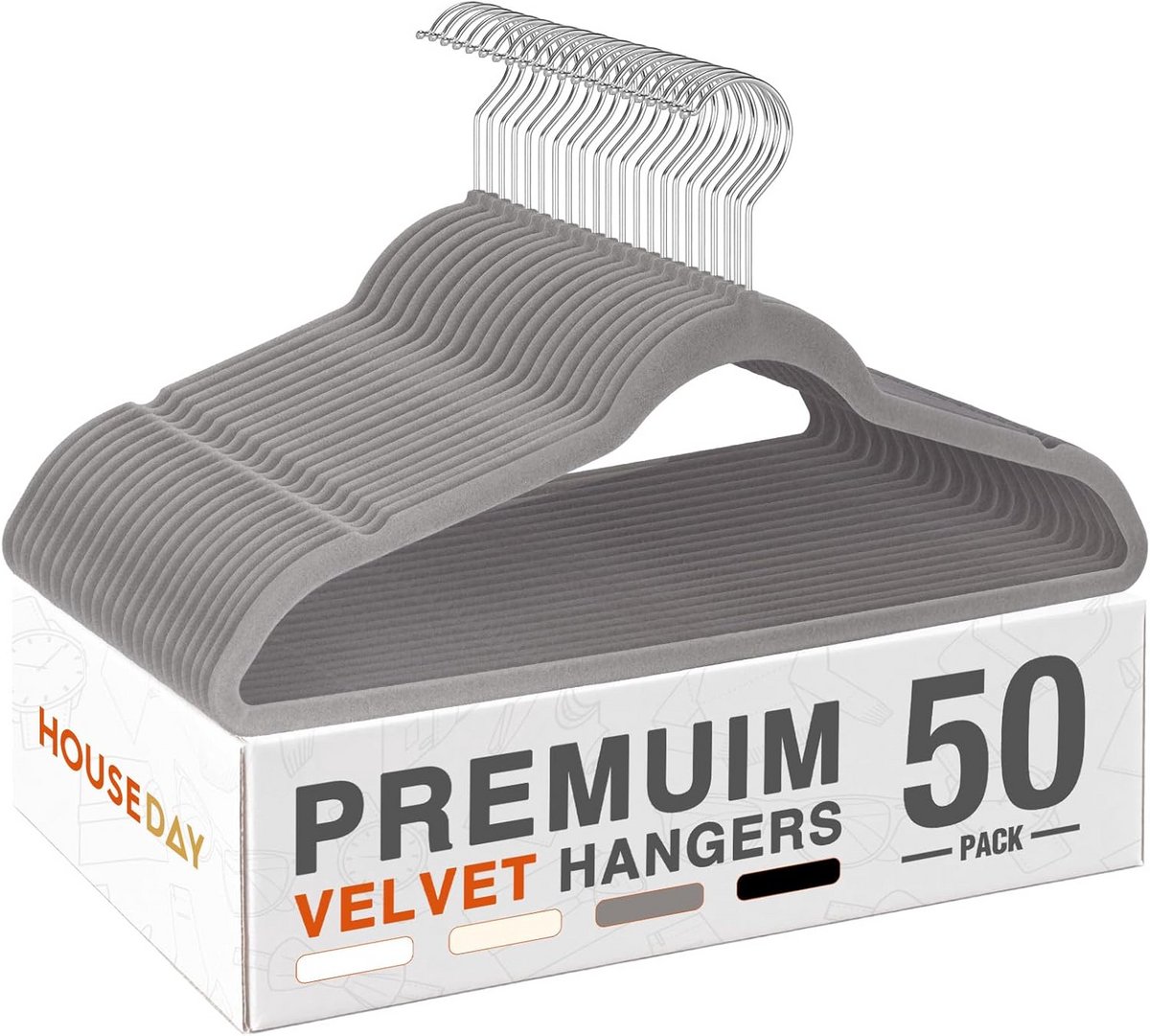 50x Antislip Fluweel Kleerhangers - Ruimtebesparend & Smaal met 360° Draaibare Haak