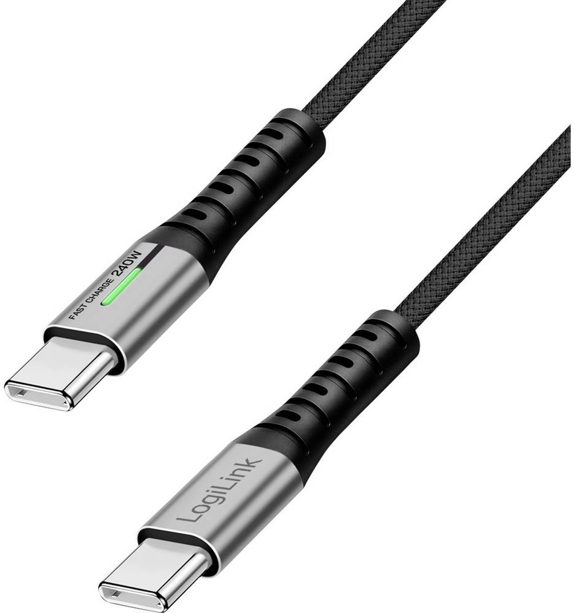 Image of LogiLink CU0442 USB-C-kabel USB 3.2 Gen2x2 USB-C stekker 1.00 m Zwart Met LED, 4K UHD, Stekker past op beide manieren