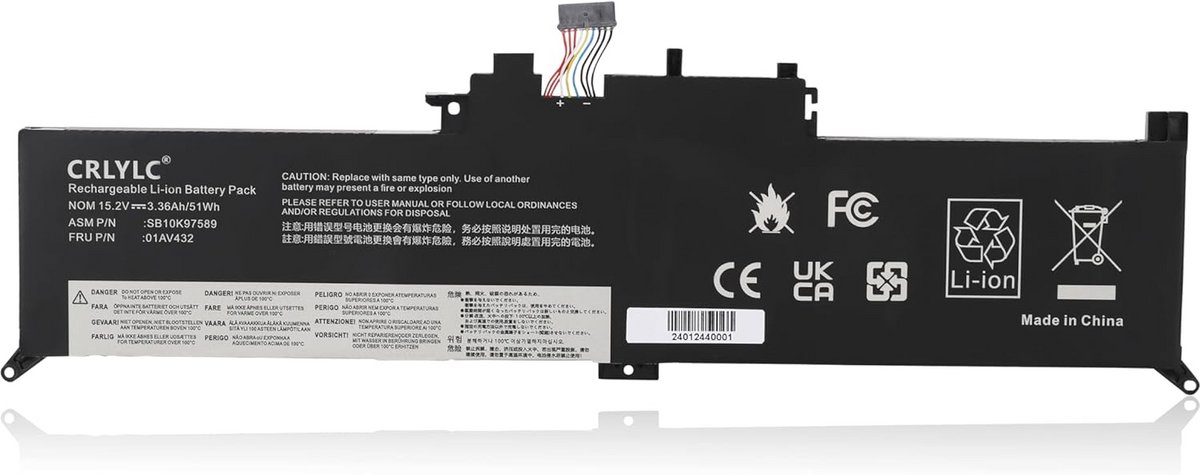 Laptop Batterij Vervanging voor Yoga 260 370 X380 Serie 51Wh 15.2V