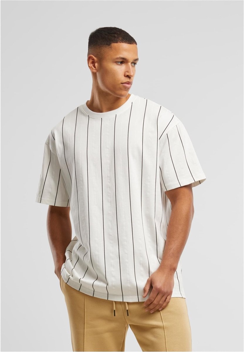 Urban Classics Printed Pinstripe Heren Tshirt XXL Gebroken Creme