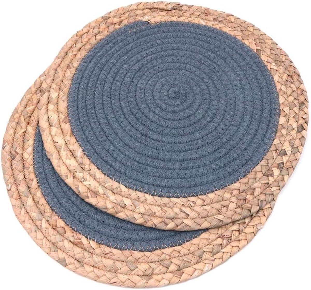 12-Inch Ronde Katoenen Touw Placemats Set van 2 - Thuis, Keuken Accessoires - Donkergrijs
