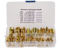 Draadinzetstukken set: 50 stuks in messing, zelftappend, verschillende maten, reparatiegereedschap