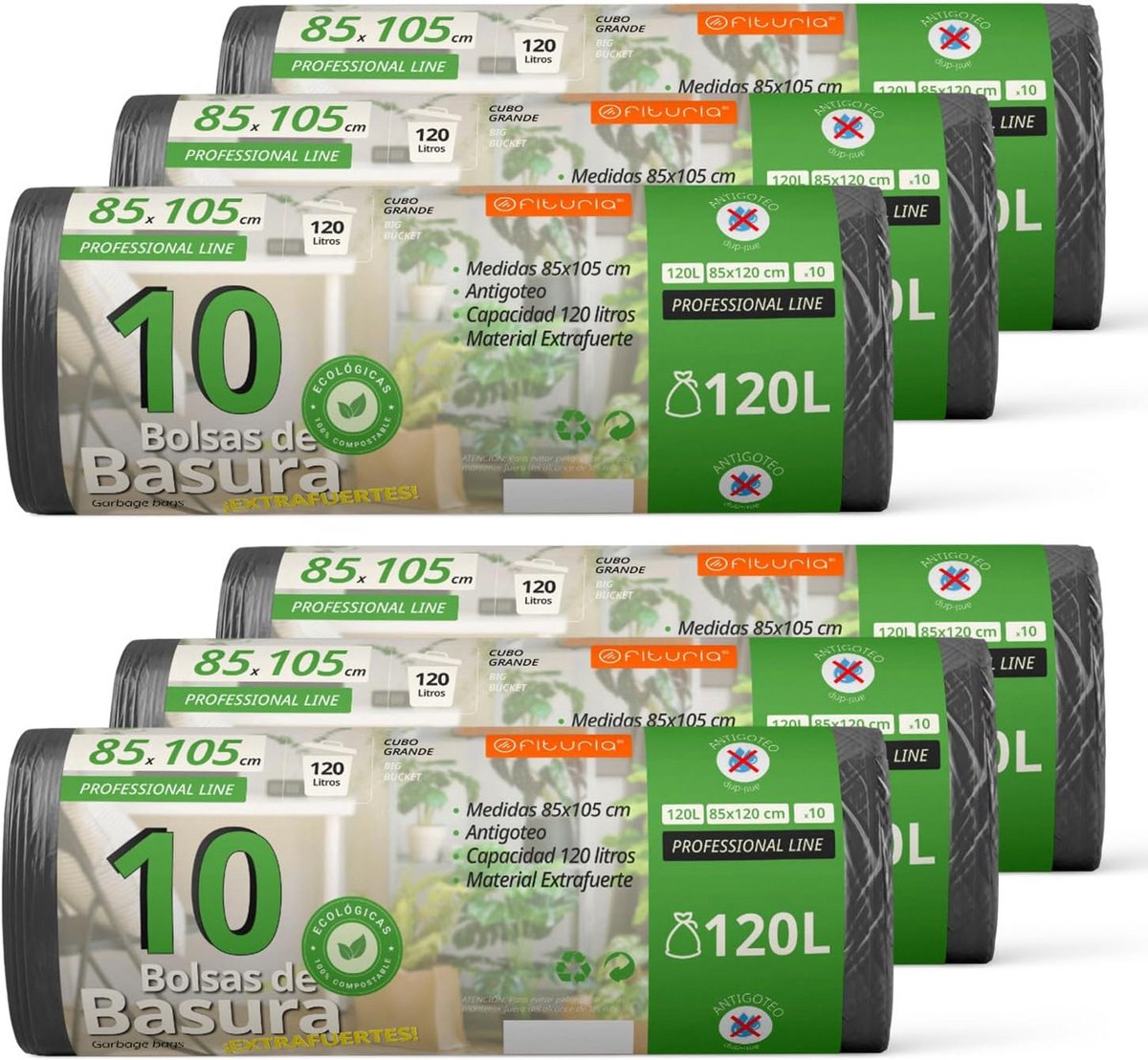 Duurzame Vuilniszakken 120 Liter - 60 Stuks - Extra Sterk en Lekvrij