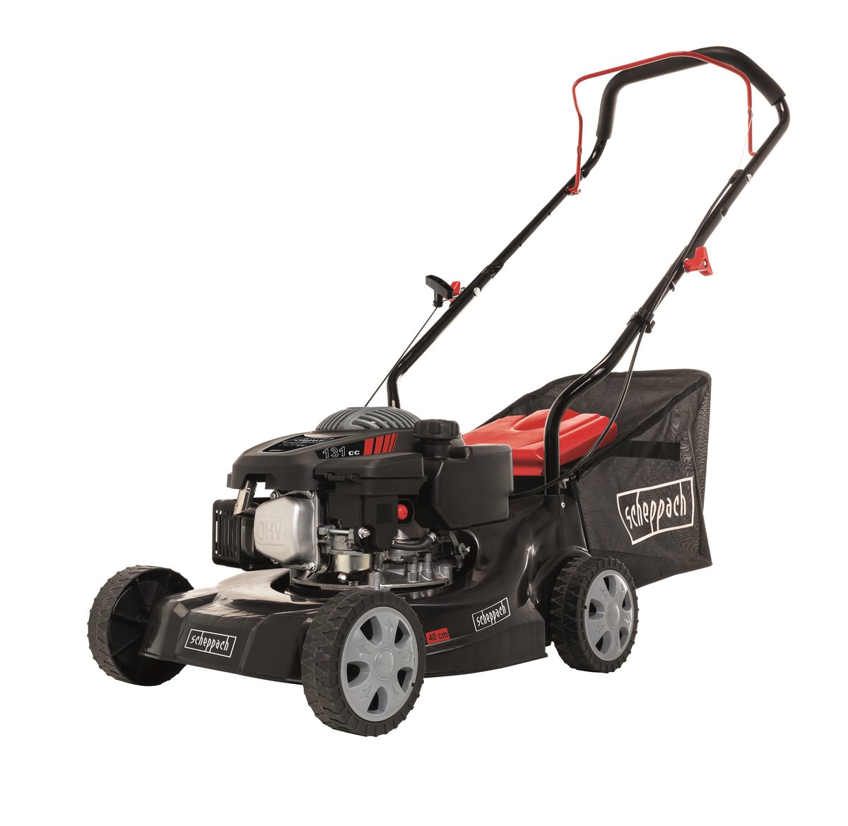 Scheppach Grasmaaier Benzine MP132-40 - 40cm maaibreedte - 4-takt - 131cc - 3,3pk - In 3 maaihoogtes instelbaar: 30-66mm - Voor tuinen tot 600m² - met 35L opvangbak – foto 2
