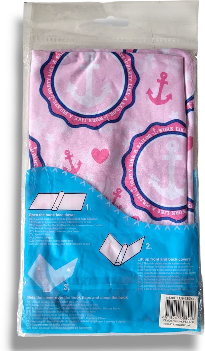 Elastische Boekenkaft – A4 Rekbaar – "Party lika a sailor" Roze – Stretch Kaft voor Boeken