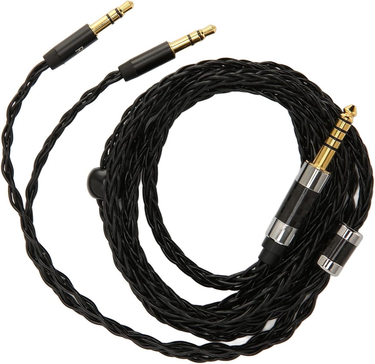 Verzilverde Hoofdtelefoonkabel Vervanging 4,4 mm naar Dubbel 3,5 mm voor Audiofielen