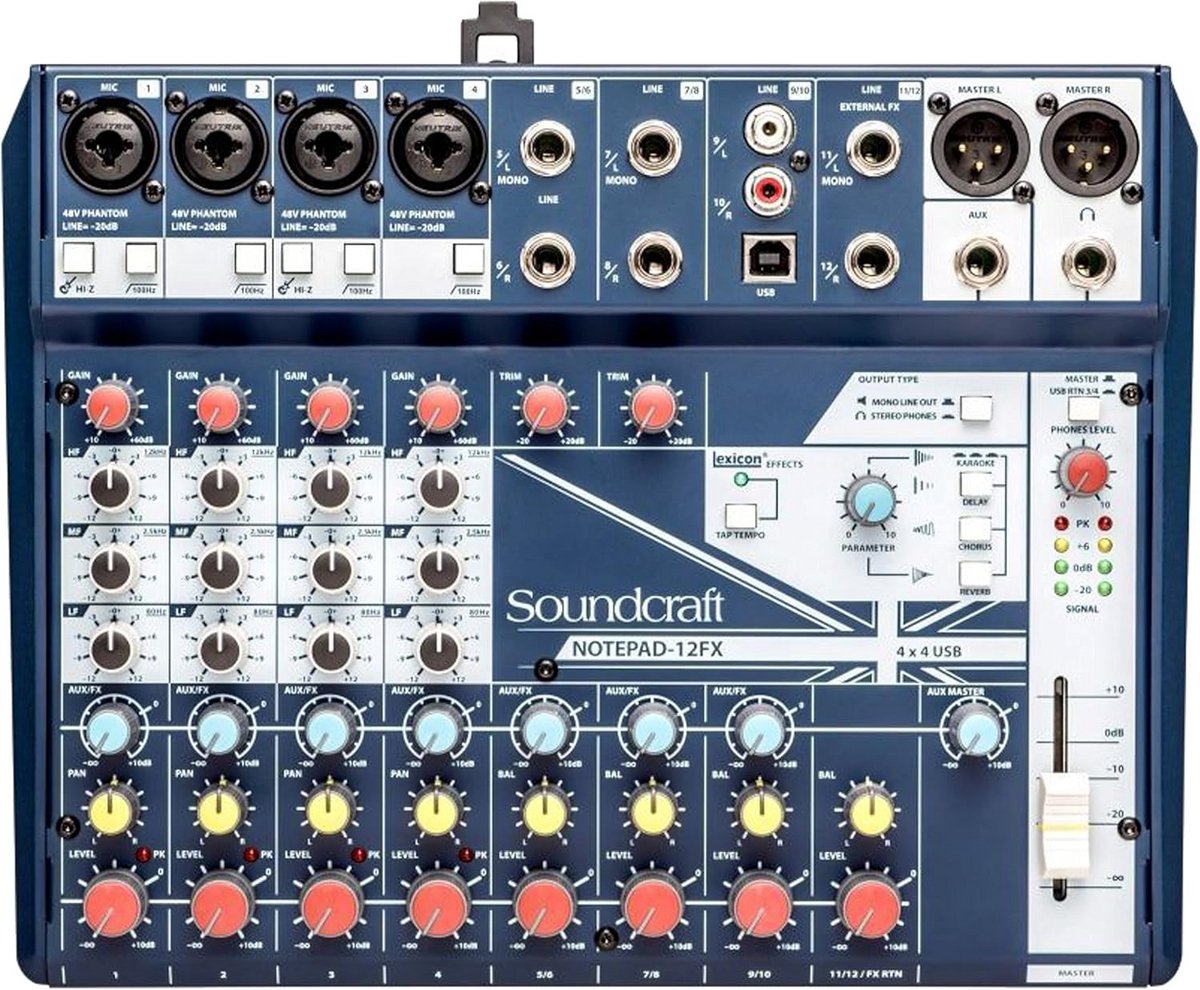 Compacte 12-kanaals Audio Mixer met Effecten voor Studio en Live Gebruik