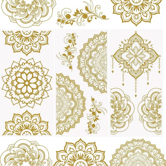 Set van 3 Gouden Mandala Rub-On Transfers voor Meubels en Knutselen