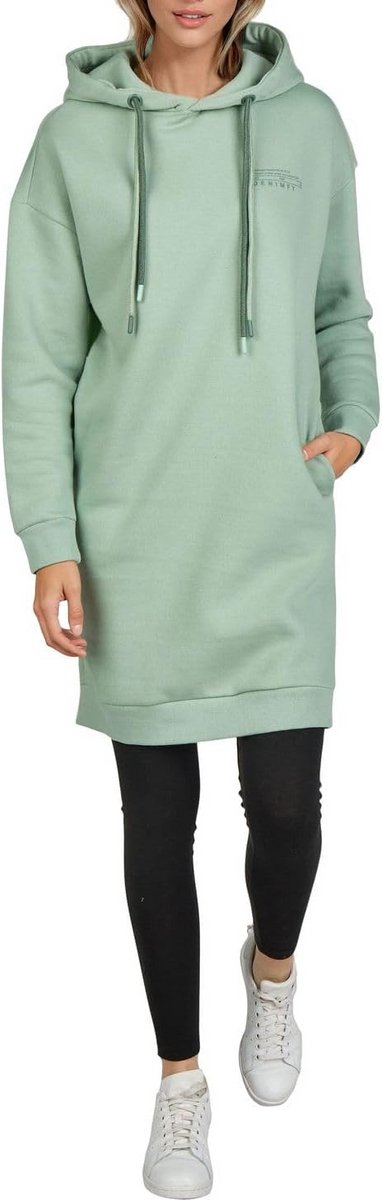 Oversized Hoodie Jurk Dames Lang met Capuchon - Streetwear Sweatjurk Beige Zwart Groen