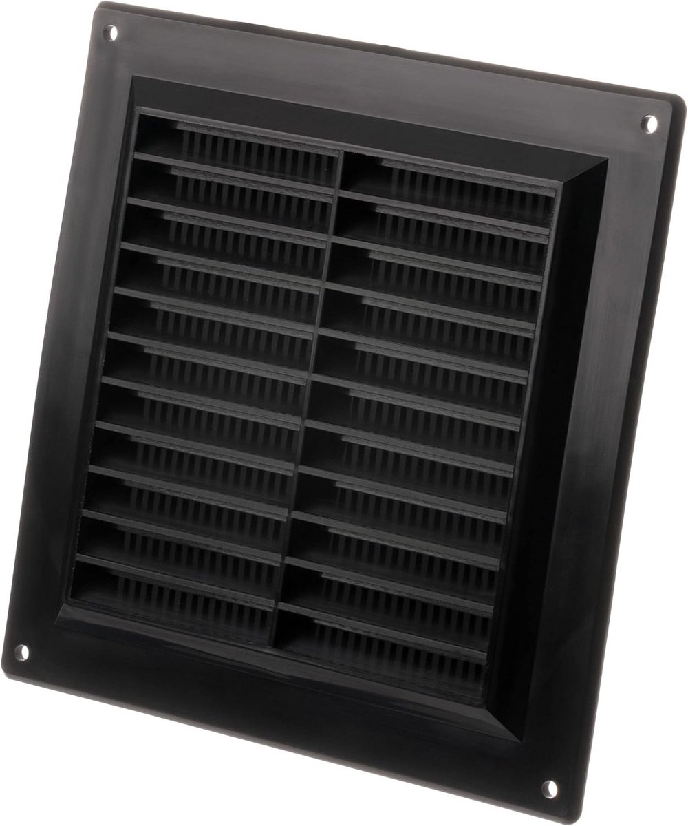 Ventilatierooster Toevoer & Afvoer Zwart Kunststof 150x150 mm voor Binnen en Buiten
