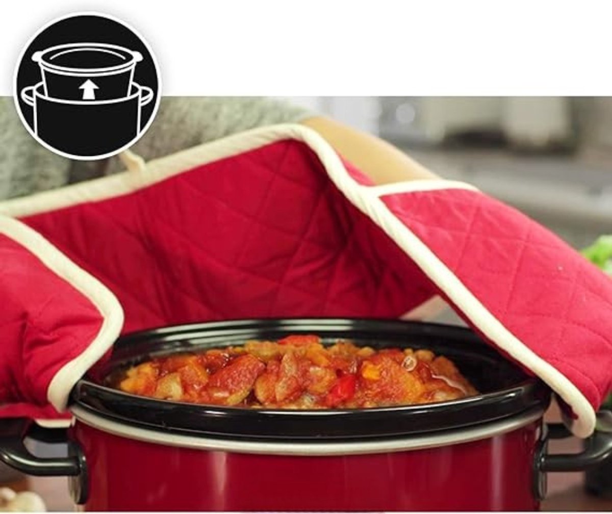 Quvo® Slowcooker met Timer - Rood - 22cm x 26cm x 35cm - afbeelding 2