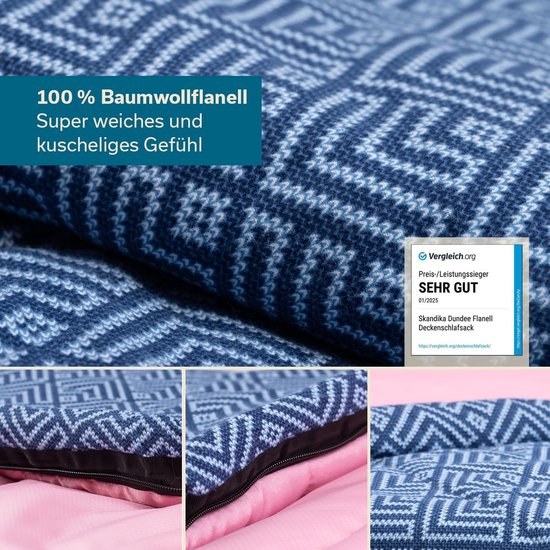 Luxe Dekenslaapzak Flanel Katoen - Koppelbaar - 3 Seizoenen - Geschikt tot -20°C - XL Formaat van Merkloos — afbeelding 4