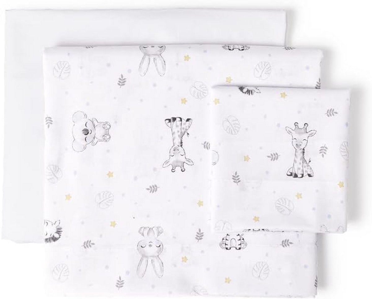 Witte en Blauwe Katoenen Kinderbeddengoed Set 3-Delig voor Babywieg