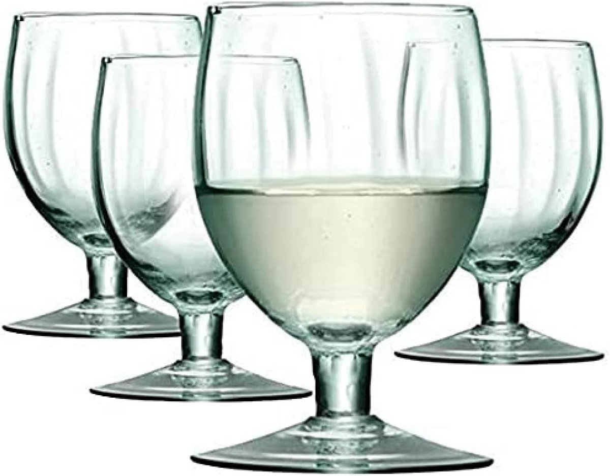 Set van 4 Wijnglazen 350ml - Handgeblazen Gerecycled Glas met Structuur