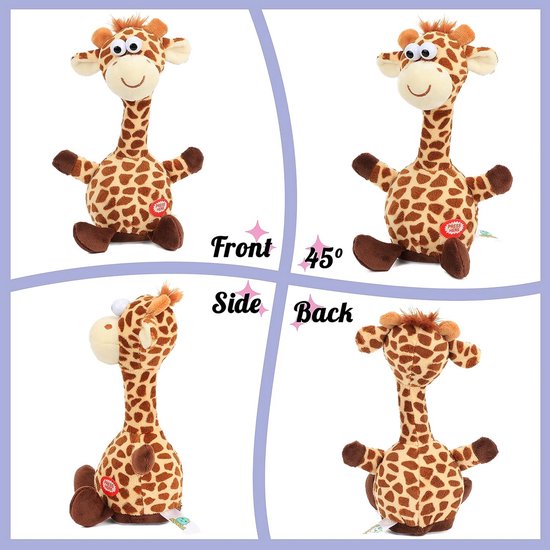 Interactieve Pratende Giraf Knuffel - Herhaalt Geluiden en Beweegt Hoofd - Pluche Speelgoed voor Kinderen 24 cm — afbeelding 4