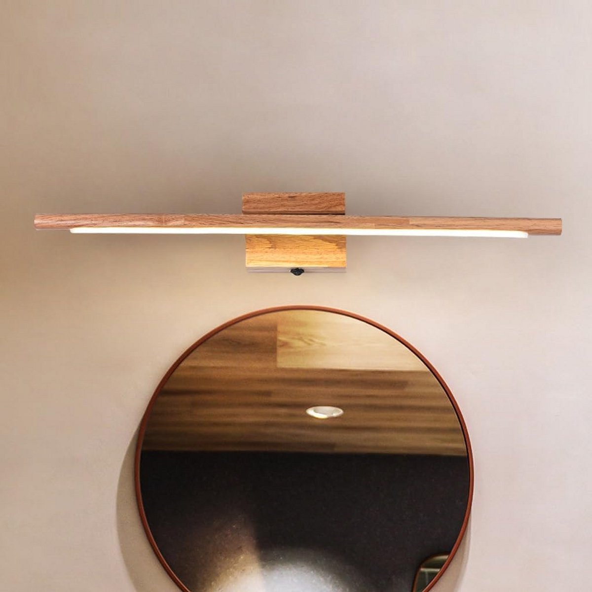 Moderne Houten LED Wandlamp Rechthoekig - Stijlvolle Binnenverlichting voor Woonkamer, Sla