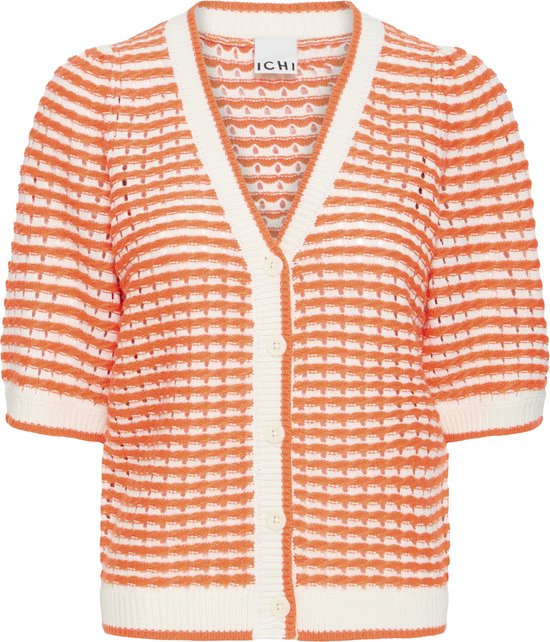 Ichi IHARDINA CA3 Gilet Femme - BIRCH W MANDARIN RED STRIPE