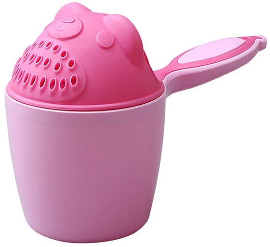 2 stuks Babybadbeker - schattig berenpatroon, oogbescherming - babyshampoobeker - badhulpmiddel voor kinderen - 5*5*18 cm - voor het baden en wassen van baby's met oogbescherming - roze, groen van Merkloos — afbeelding 4