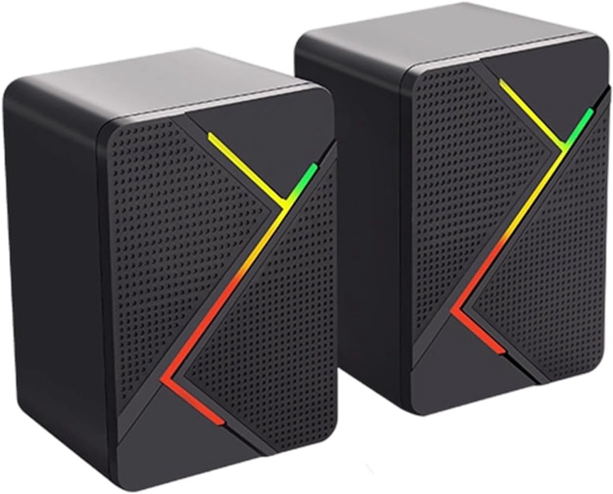 longziming -Afneembare Luidsprekers - RGB-LED Verlichting - Modulair 2-In-1 Ontwerp Met Stereo Geluid En 5W Audio - 2 Stuks - Voor Gaming, Muziek, Films Zwart