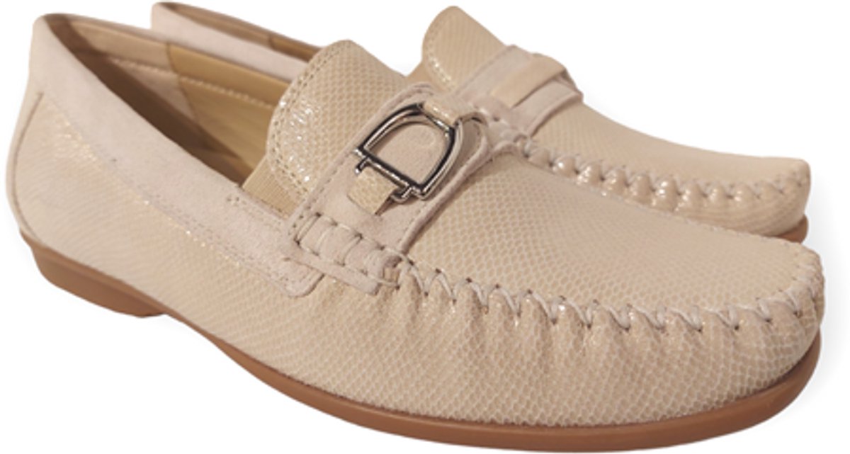 Sioux Instapper Cortizia-723-H Off White Reptielprint Suède Verwisselbaar Voetbed Wijdte H