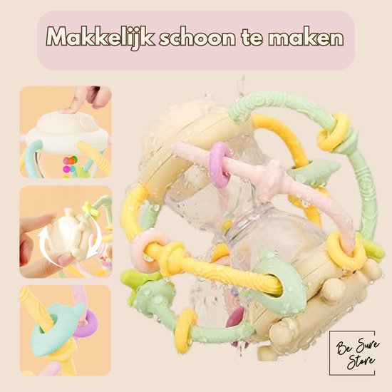 Be Sure Store® Zandloper Geel - Baby Speelgoed - Montessori Speelgoed - Bijtring & Rammelaar - vanaf 6 Maanden - Kraamcadeau van Merkloos — afbeelding 5