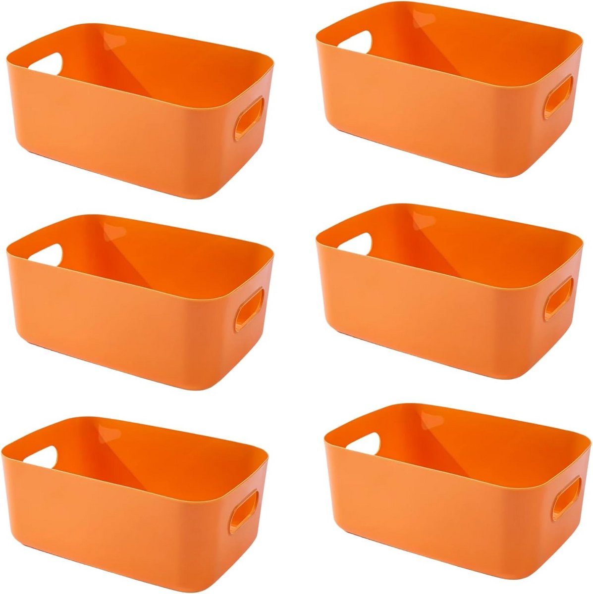 Set van 6 Kunststof Opbergdozen met Handgrepen voor Keuken en Badkamer