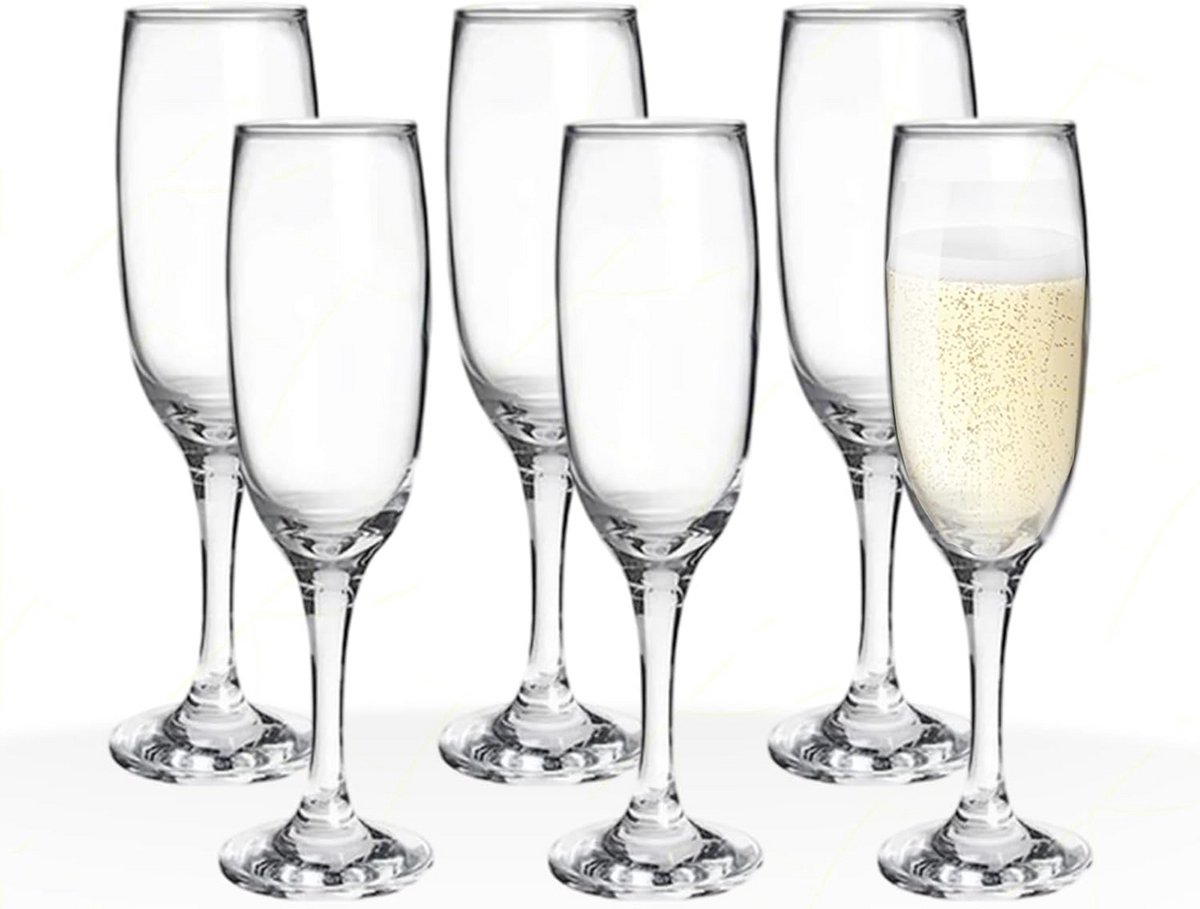 Set van 12 Champagneflutes Hoge Fluitglazen 21,5 cl Transparant