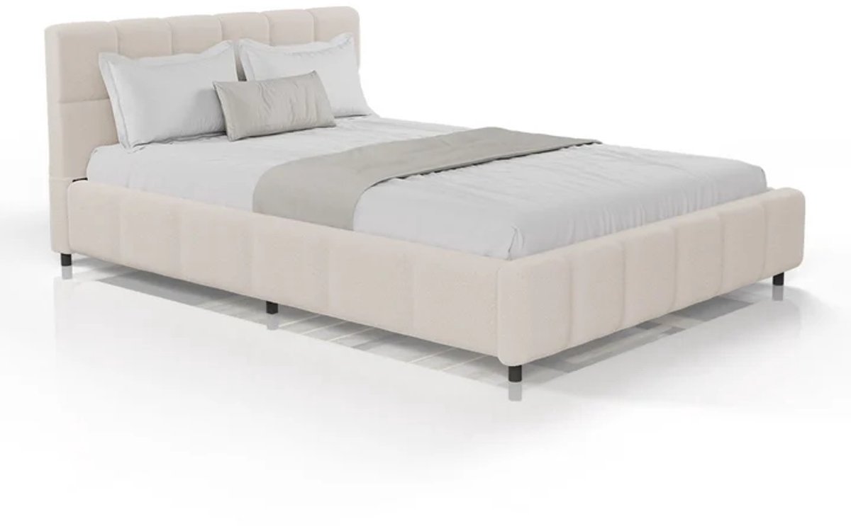 Juskys Gestoffeerd Bed Florence - 140x200cm - Beige