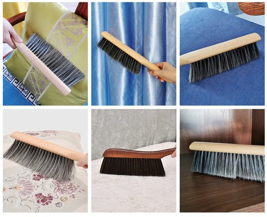 Bedborstel met ronde steel - Houten stofborstel - Huishoudelijke tapijtreinigingsborstel - 29,8*9 cm - Beige - 1 stuk van Vero Mano — afbeelding 4