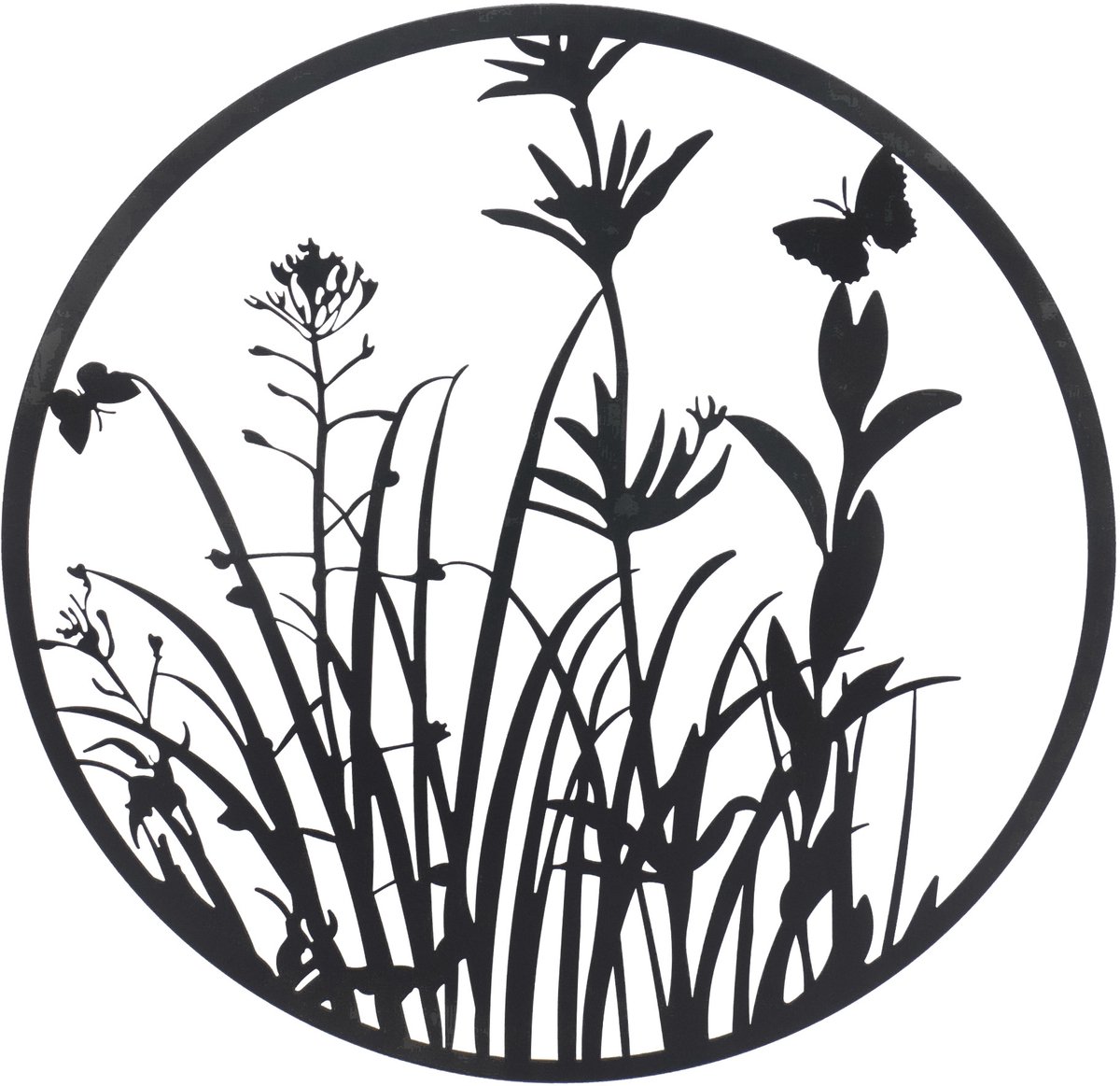 UNUS® Hanger decoratieve groot voor raam of muur 60 cm metaal bloemenweide zwart decoratie